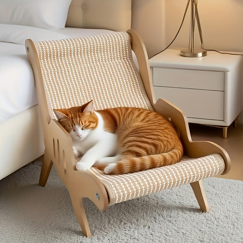 Cat Scratcher Lounge Chair 2-in-1 Natural Sisal Sofa Bed No Shedding Breathable Ultra Durable Oversized Design for Scratching Napping Playing, All-Season Multi-Functional Cat Scratch Bed, 1pc