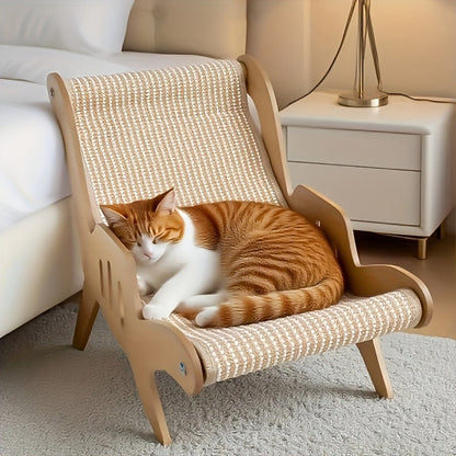 Cat Scratcher Lounge Chair 2-in-1 Natural Sisal Sofa Bed No Shedding Breathable Ultra Durable Oversized Design for Scratching Napping Playing, All-Season Multi-Functional Cat Scratch Bed, 1pc