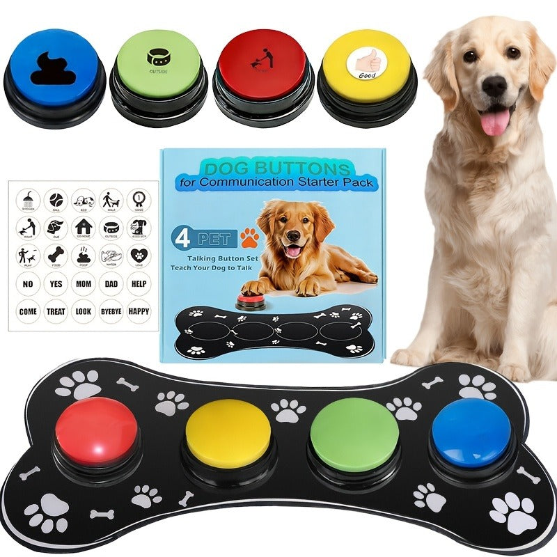 Dog Communication Buttons for Talking - Pet Training Buttons with Mat, Recordable Dog Talking Button Set, Durable Easy-Clean, No Battery Required