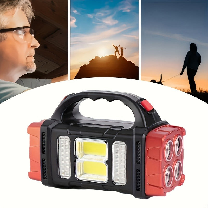 Rechargeable Solar Flashlight 2000 Lumen LED Torch with Power Bank USB-C Charging for Camping Hiking Outdoor Emergency
