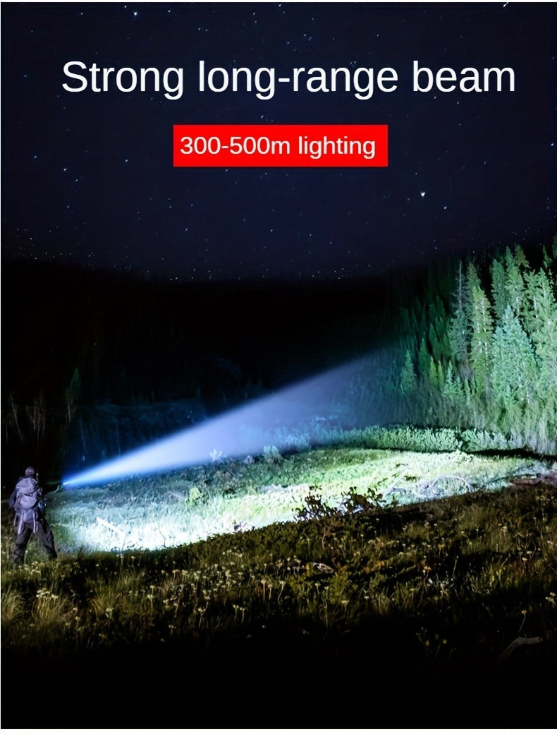 Zoomable LED Flashlight Rechargeable - 2000 Lumen High Power Torch, Adjustable Brightness, 2400mAh Battery, Super Bright Zoom Light for Camping, Fishing & Outdoor Activities