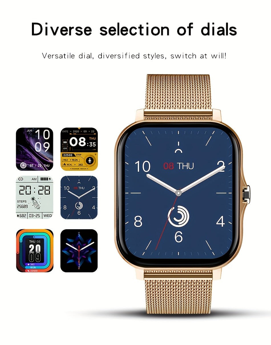 Bluetooth Calling Smartwatch with 1.83" Full Touch Screen, Multiple Sport Modes, Music Control & Sedentary Reminder – Fitness Tracker Watch Compatible with Android & iPhone for Men and Women, Dual Strap