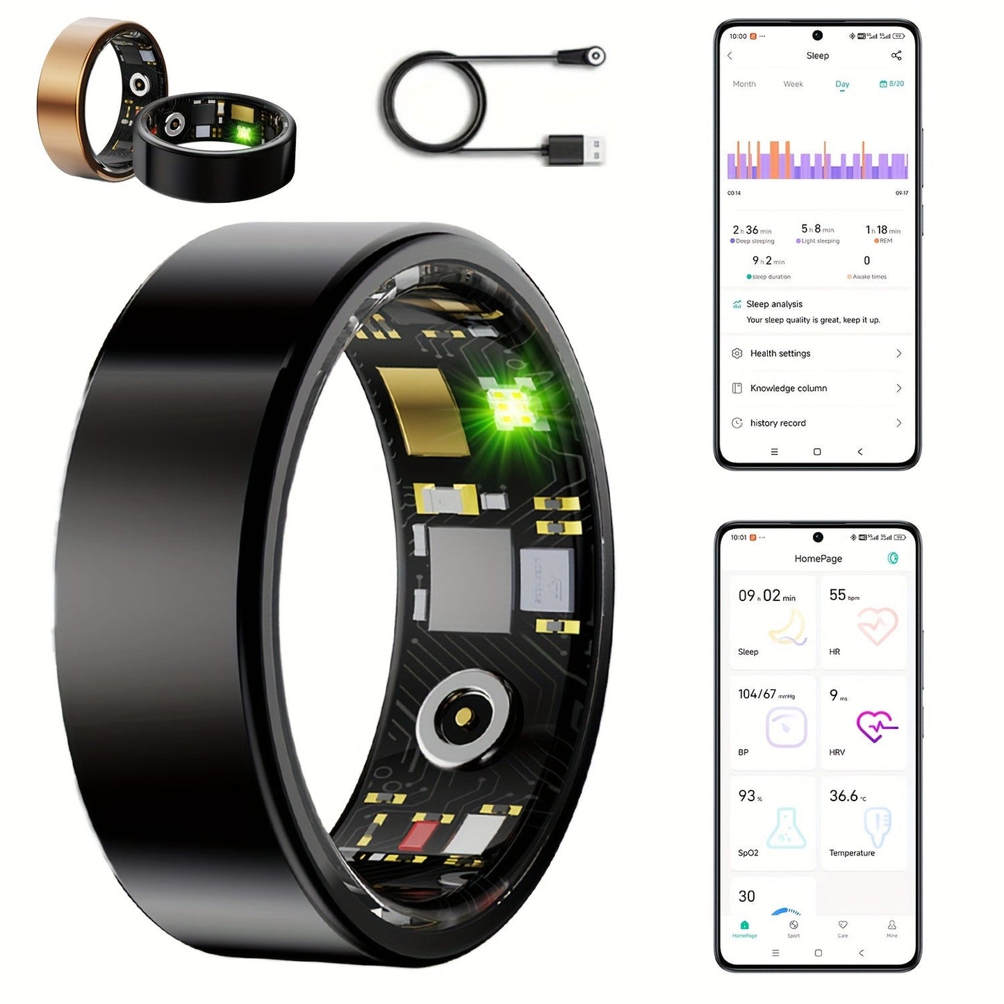 Health Tracking Smart Ring – HRV, Sleep & Activity Monitor
