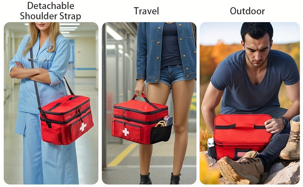 Medicine Storage Bag Organizer – Household First Aid Kit Bag, Portable Medicine Cabinet Basket with Compartments for Home, Travel & Emergency