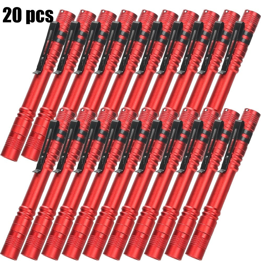 Pen Light Flashlights Bulk Pack with Clip - Mini Slim LED Pocket Torch for Camping, Outdoor, Home & Emergency Use, 5/10/20pcs (Batteries Not Included)