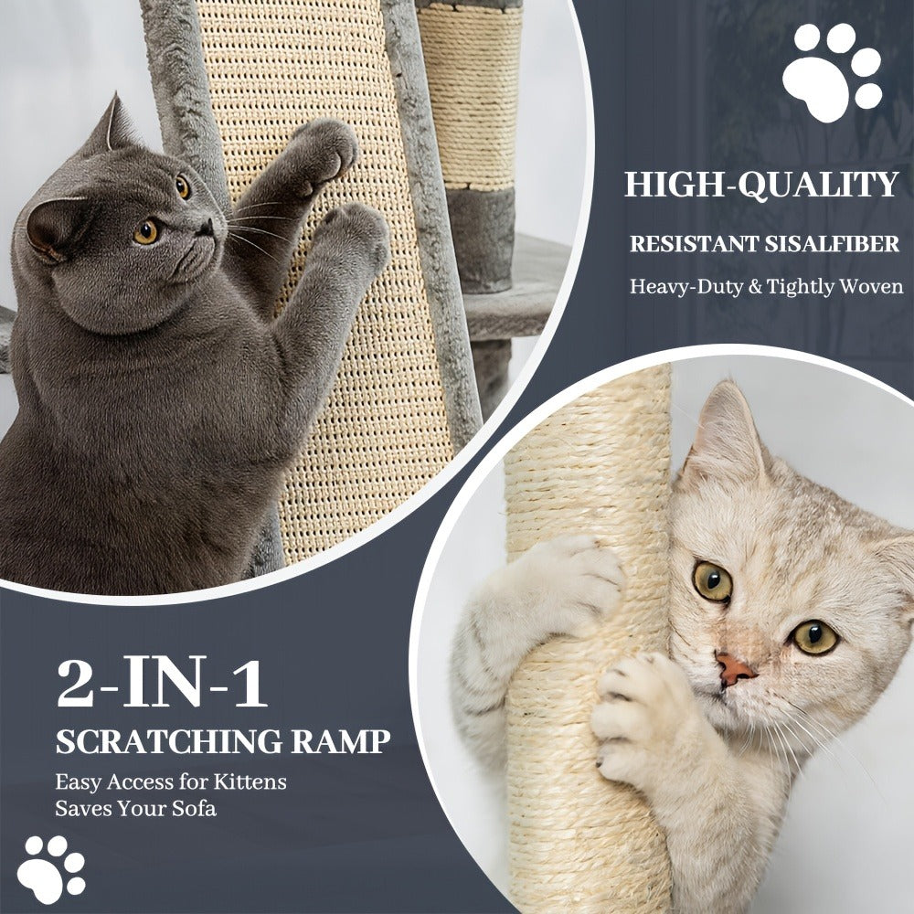 Large Multi-Level Cat Tree Tower – 68–81 Inch Tall Cat Condo with 2 Condos, 3 Plush Perches, Scratching Posts & Cat Hair Brush