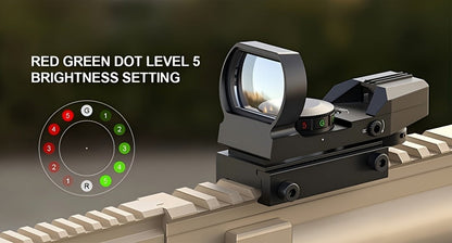 Red Green Dot Sight 33mm with 4 Reticle Modes – Dual Illuminated Rifle Scope, 1x Magnification, 1 MOA Adjustment, Parallax-Free Rail Mount Optic for Hunting, Target Shooting & Tactical Use on Rifles Shotguns Carbines