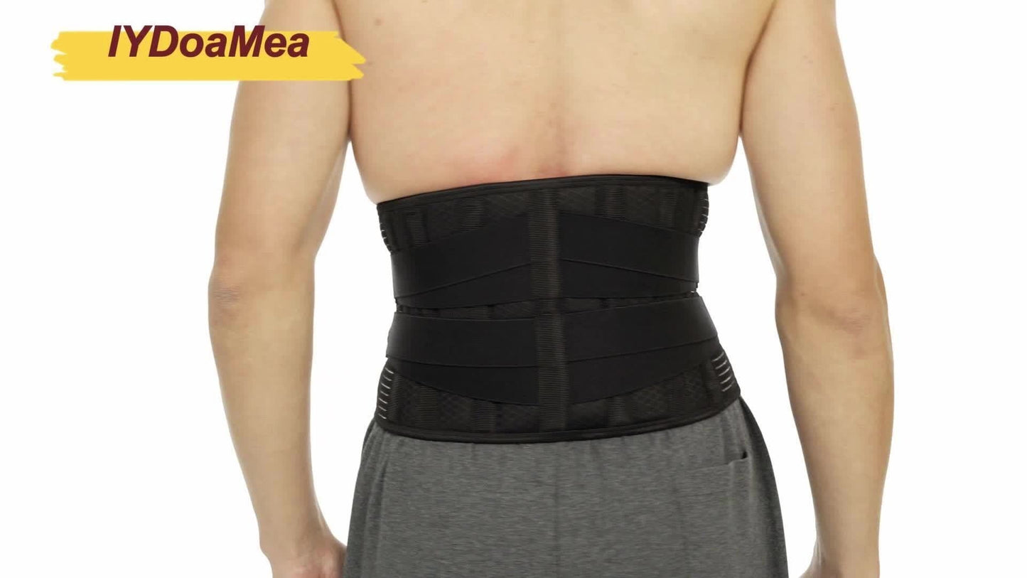 Lumbar Support Belt with 6 Stays & 16-Hole Mesh – Breathable Back Brace for Men Women, Anti-Skid Waist Support for Work, Sciatica & Lower Back Pain Relief