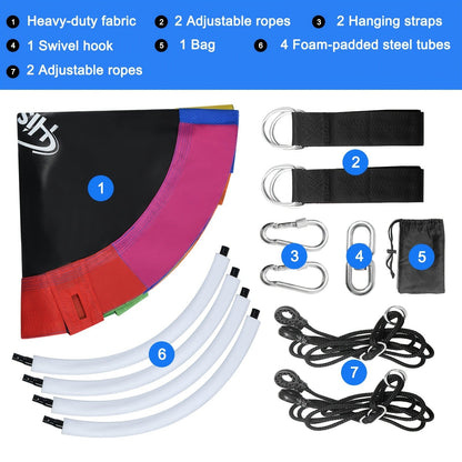 Saucer Tree Swing 43 Inch 360 Degree Rotating Flying Saucer Swing with Swivel Hanging Straps Adjustable Ropes Round Spinner Swing for Tree Swing Set Kids Outdoor