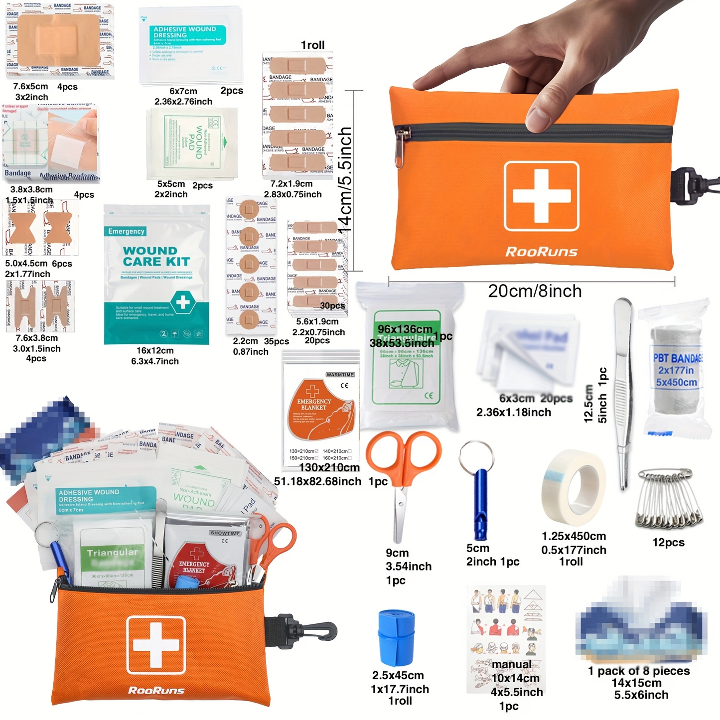 Tactical IFAK First Aid Kit Bag with Tourniquet Scissors Whistle, Portable Emergency Survival Kit for Outdoor Hiking Camping Hunting Car Boat, Multiple Sizes B373 B143 152