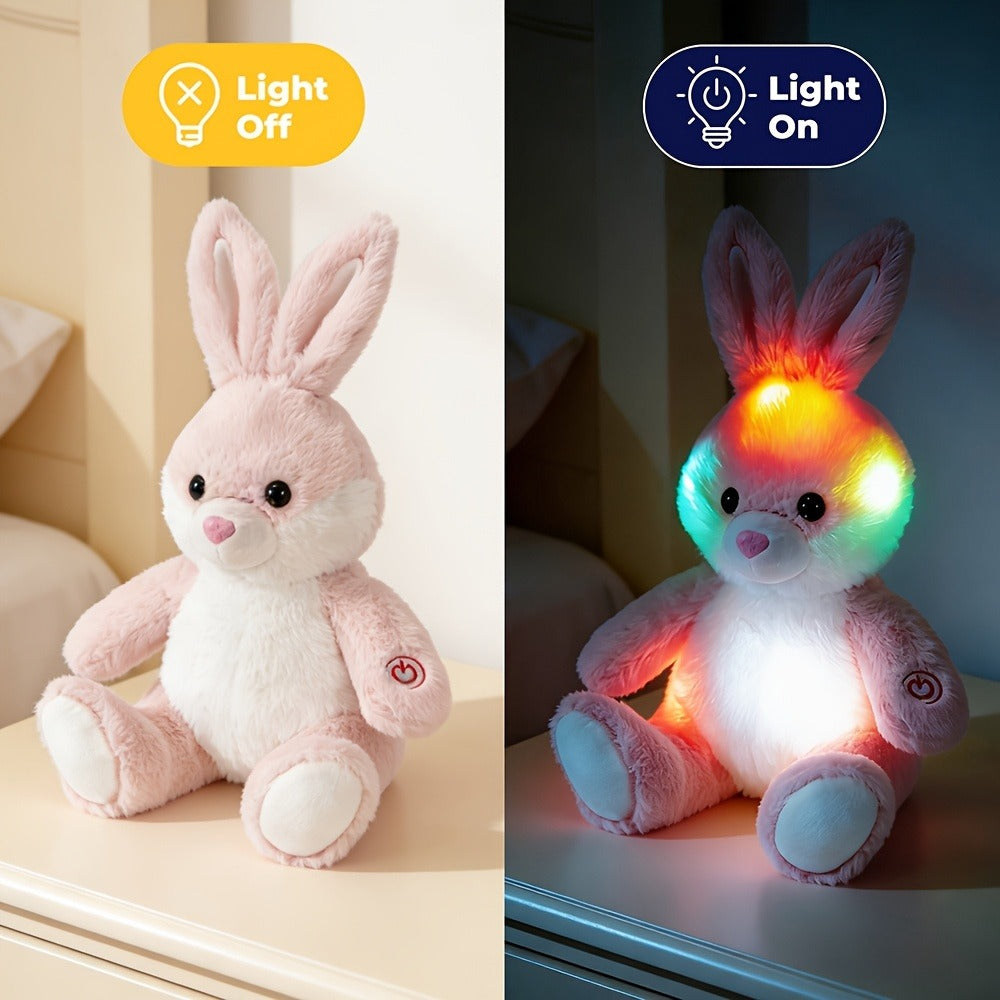 LED Glow Bunny Stuffed Animal 8 & 12 Inch Kawaii Rabbit Plush Toy — Soft Night Light Easter Bunny Plushie for Kids Girls Boys, Birthday Easter Christmas Valentine Holiday Gift