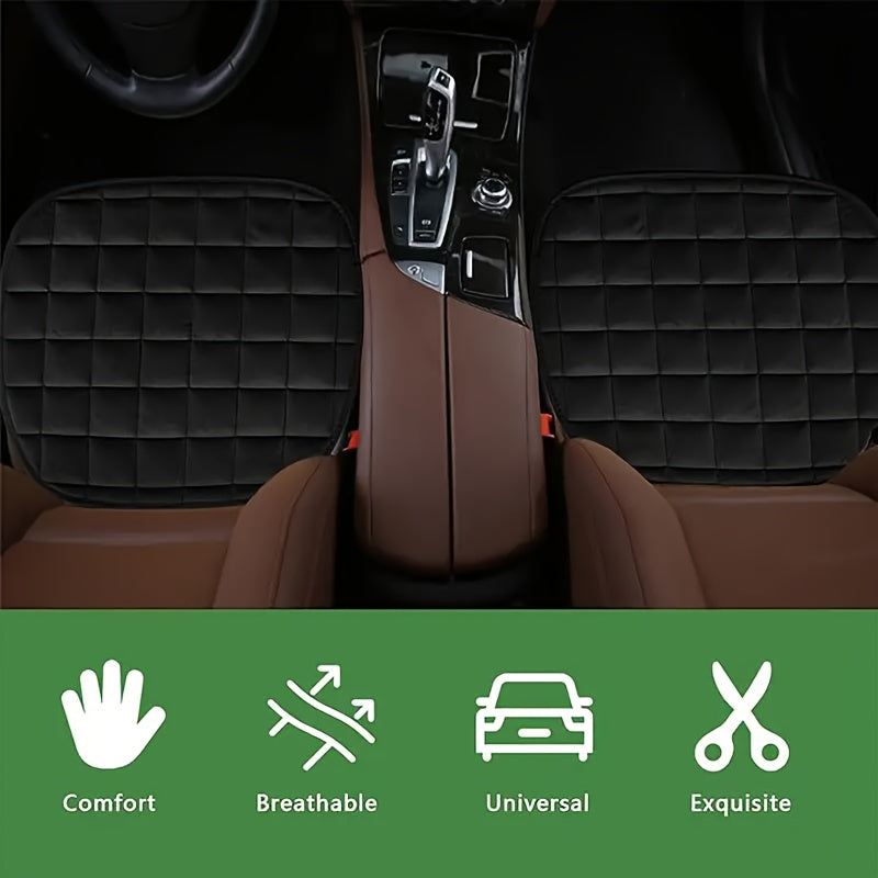 1/2/3pcs Plush Plaid Thickened Heat-Insulating Car Seat Cushions, Car Seat Front And Rear Seat Protection Pads, Non-Slip Protection Pads, Universal Car Interior, Suitable for Various Models of Breathable Car Seat Cushions