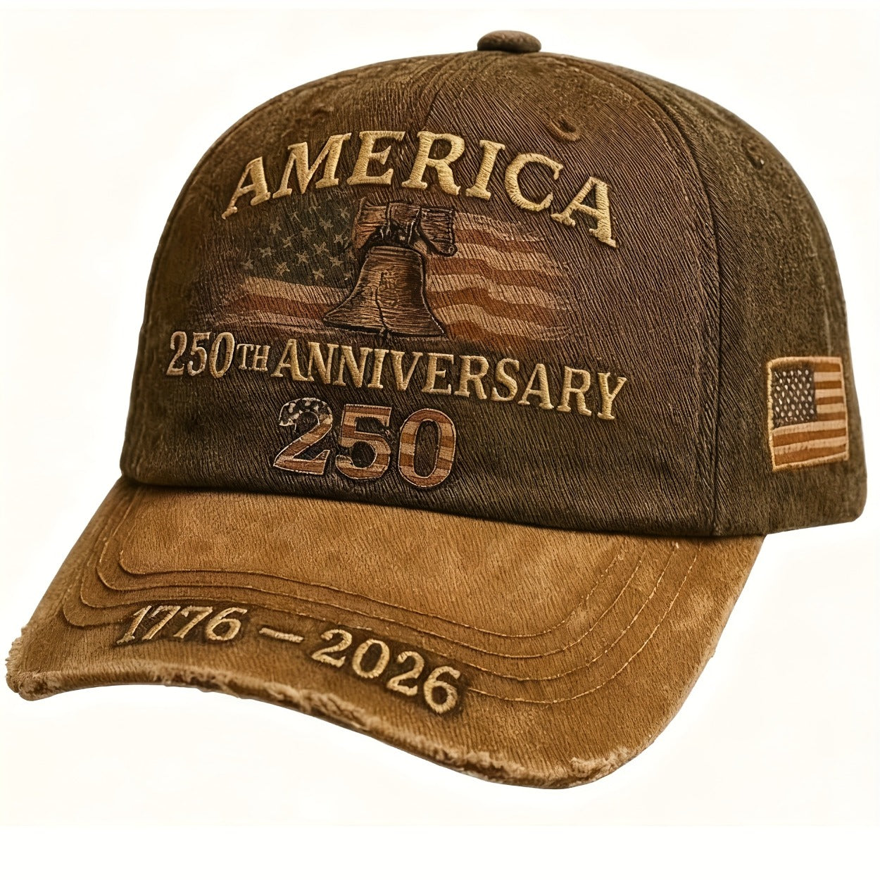 250th Anniversary Patriotic Baseball Cap USA Embroidered – Adjustable Vintage American Flag Hat for Men Women, Unisex Independence Day Gift, History Enthusiast Festive Cap, Single or 3-Piece Set