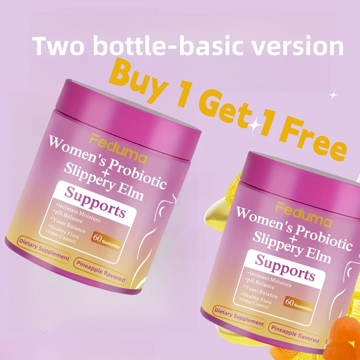 Women's Probiotic Gummies for Vaginal Health & Intimate Balance – 60 Count Pineapple Flavor, Supports Healthy Flora, Yeast Balance & Intimate Moisture, Daily Feminine Wellness Supplement