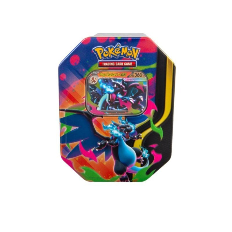 Mega Charizard Pokemon TCG Tin – 4 Booster Packs + 1 Foil Promo Card | Mega Charizard X ex or Y ex | Official Collector Gift for Kids, Teens & Pokemon Fans