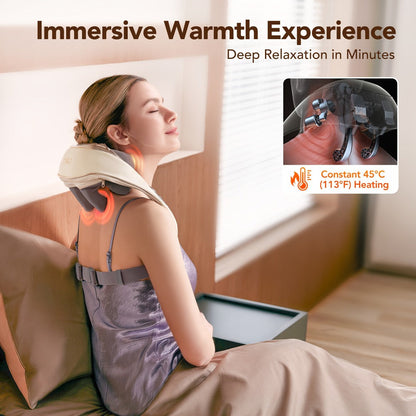 Wearable Neck & Shoulder Massager with Heat – 6D Bionic Hand Kneading Trapezius Massager, 9 Modes 3 Intensities 40-45°C Heat, Hands-Free Deep Tissue Massage for Home & Office, Gift for Women Men Mom
