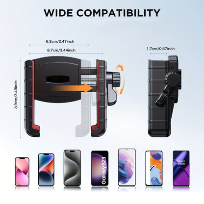 Motorcycle Phone Mount Handlebar Quick Lock – Universal Bike Phone Holder for 4"-7" Phones, No-Block Camera Design, Non-Slip Secure Clamp for iPhone, Samsung & All Smartphones, Black/Red