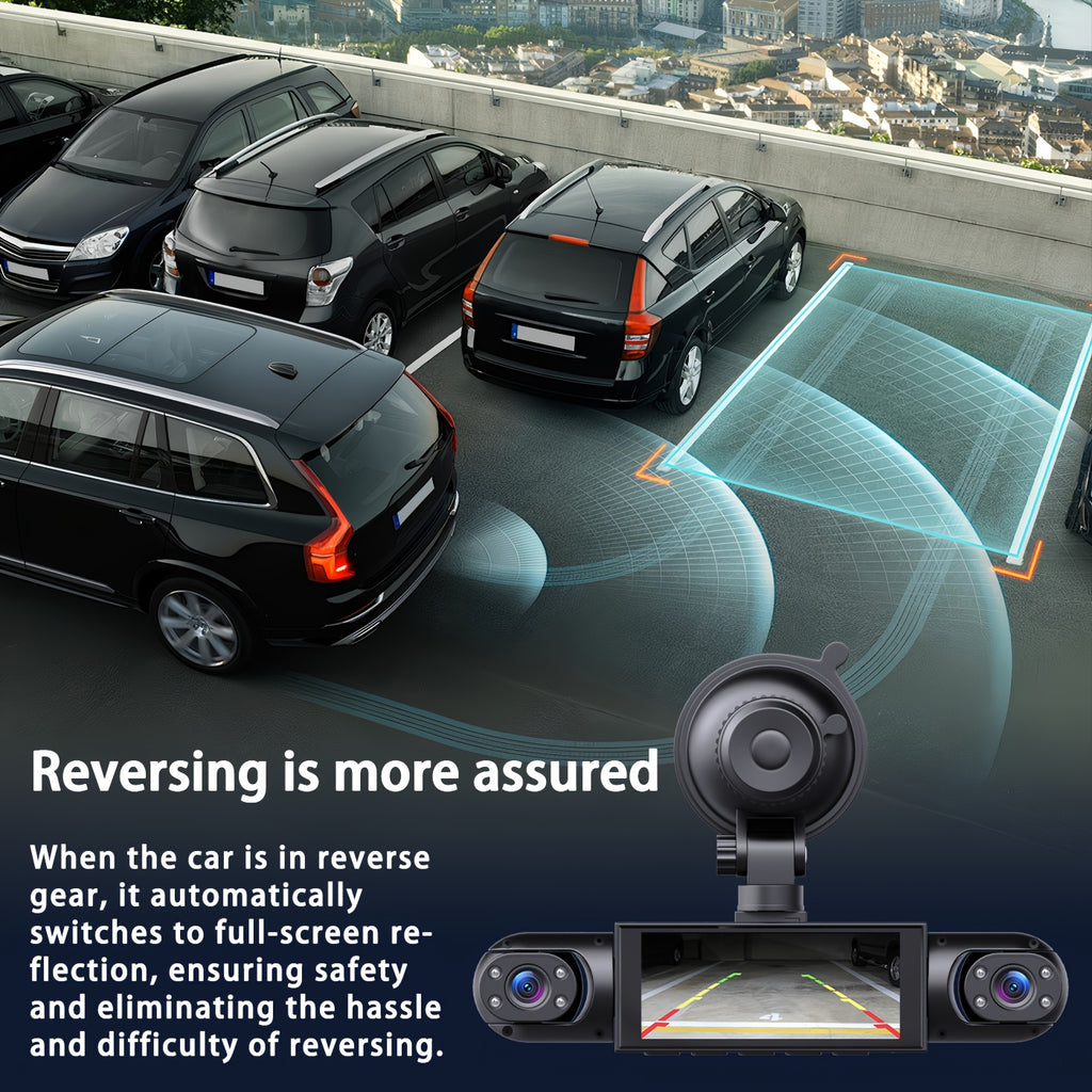 HOEMYER 360° Panoramic 4-Lens Channel 1080P HD Ultimate Safety Car DVR Set, 1080P Front And 720P Full Coverage Front, Rear, Left, And Right, Four-Screen Simultaneous Display, HD Night Vision, WDR, G-Sensor, Loop Recording - Car Accessories/Car Dashb