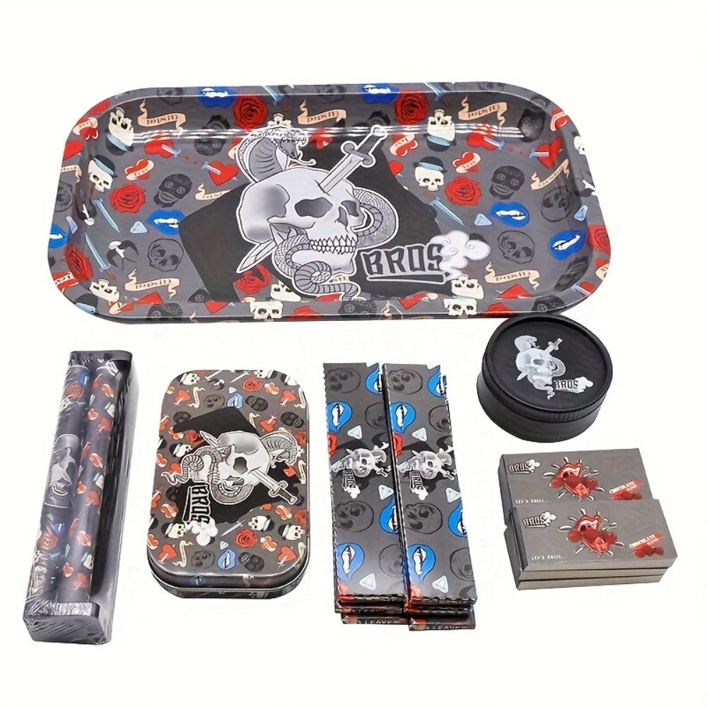 Cigarette Rolling Kit 110mm Complete Smoking Accessories Set with Rolling Machine, Paper Dispenser, Metal Tray, Filter Tips & Grinder – Gift for Birthdays & Holidays