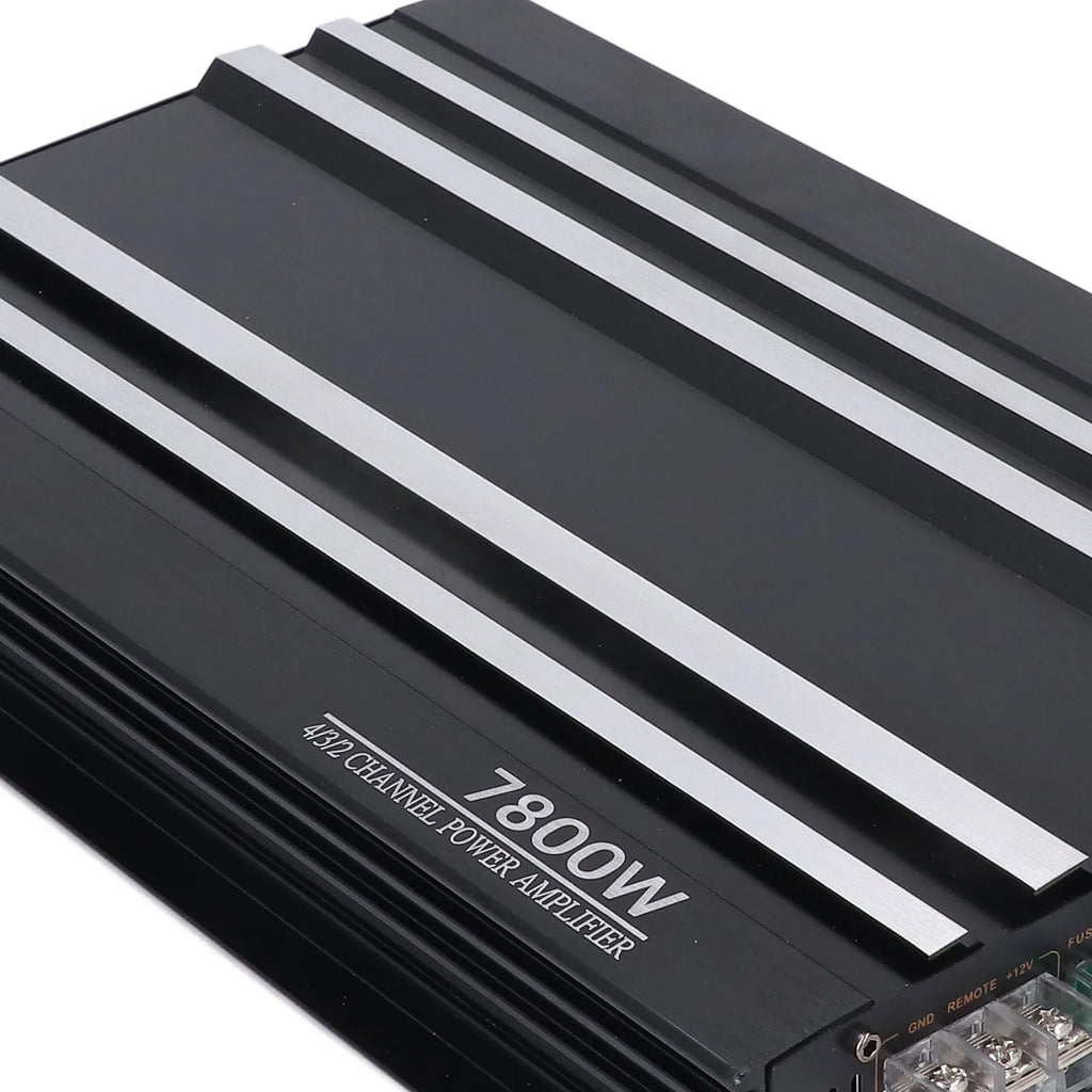 Car Stereo Amp Car Amplifier | 7800W 4 Channels A/B Class | Aluminum Alloy Pure Bass Power Amp for 12V Truck Boat UTV Motorcycle.