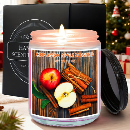 Scented Candle Soy Wax – Pumpkin & Apple Cinnamon Fall Autumn Jar Candle, 7.2oz 50+ Hour Burn, Cozy Home Fragrance Gift for Women & Men, Friends, Family & Coworkers, Christmas & Valentine's Day
