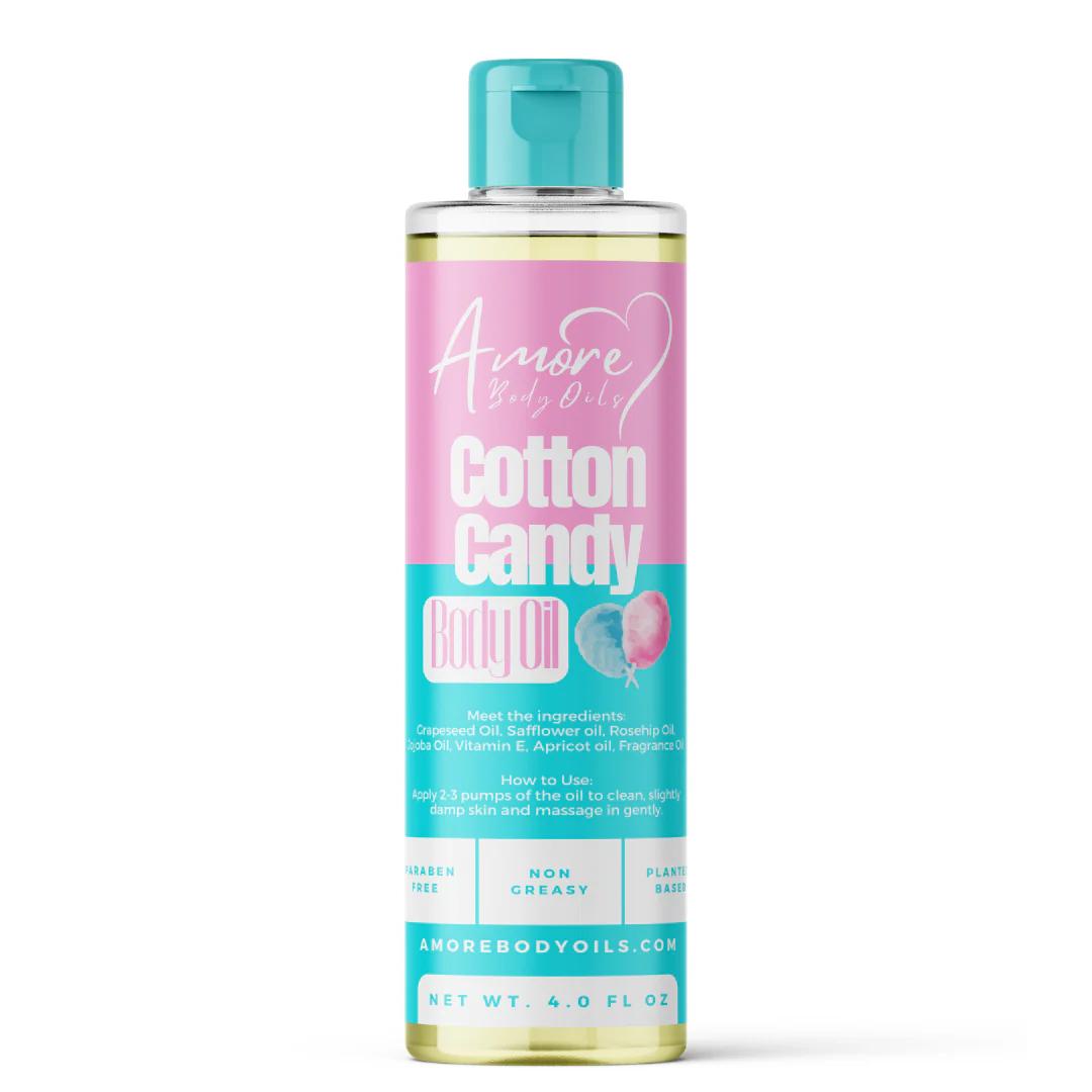 Cotton Candy Body Oil for Women — Strawberry Raspberry Spun Sugar & French Vanilla Fragrance Moisturizing Skin Oil, Sweet Scented Body Oil Gift for Teen Girls and Women