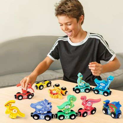 Magnetic Dinosaur Number Train Set for Kids Ages 3-5 – 11PCS Wooden Magnetic Train Toy with Engine & Numbered Cars, STEM Educational Learning Toy, Birthday Christmas Gift for Toddler Boys
