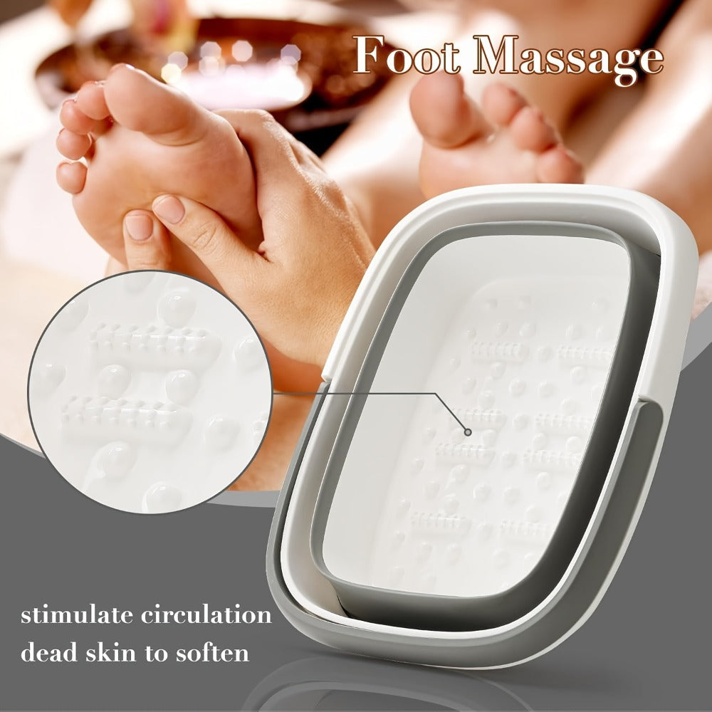 Foldable Foot Bath Tub Collapsible Foot Soak Basin 3.96 Gallon with Carry Handle Portable Pedicure Soaking Tub Space-Saving Easy Clean for Home Spa Salon Travel Green Pink