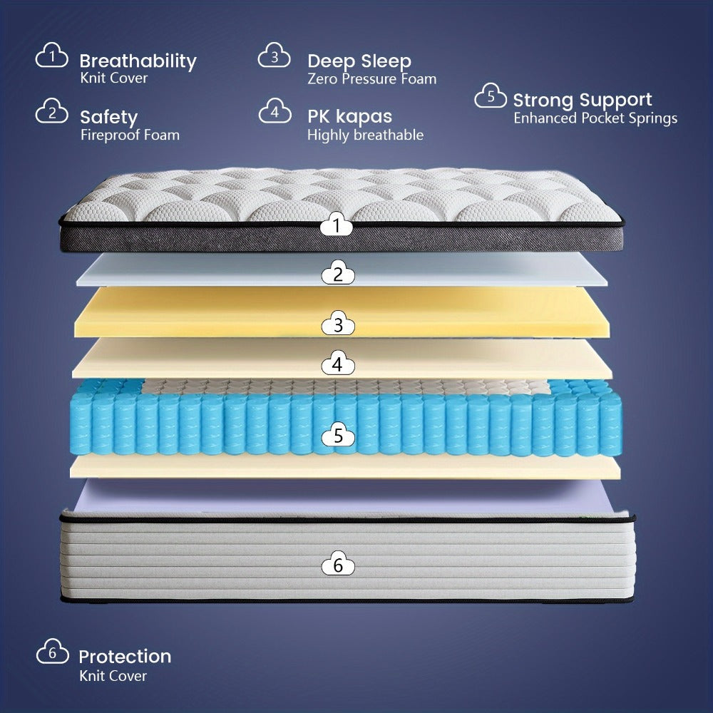 14-Inch Mattress, Medium-Firm Bed Mattress for Bedroom Comfort and Support detail image - detail view 4