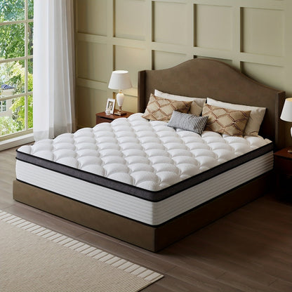 Mattress, Pocket Coil Memory Foam Hybrid Euro Top 8 10 12 14 Inch - Boxed Compressed shown in the main product view
