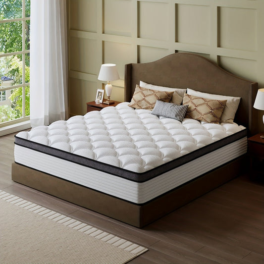 Mattress, Pocket Coil Memory Foam Hybrid Euro Top 8 10 12 14 Inch - Boxed Compressed shown in the main product view