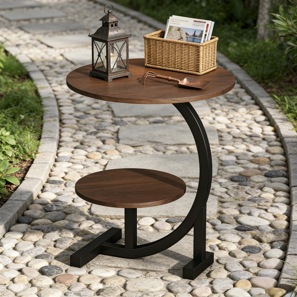 14-Inch Round Outdoor Side Table with Solid Wood Construction detail image - detail view 10