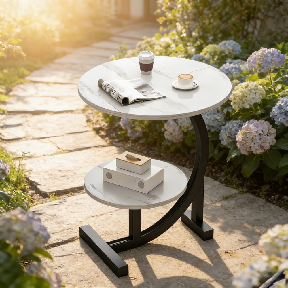 14-Inch Round Outdoor Side Table with Solid Wood Construction detail image - detail view 12