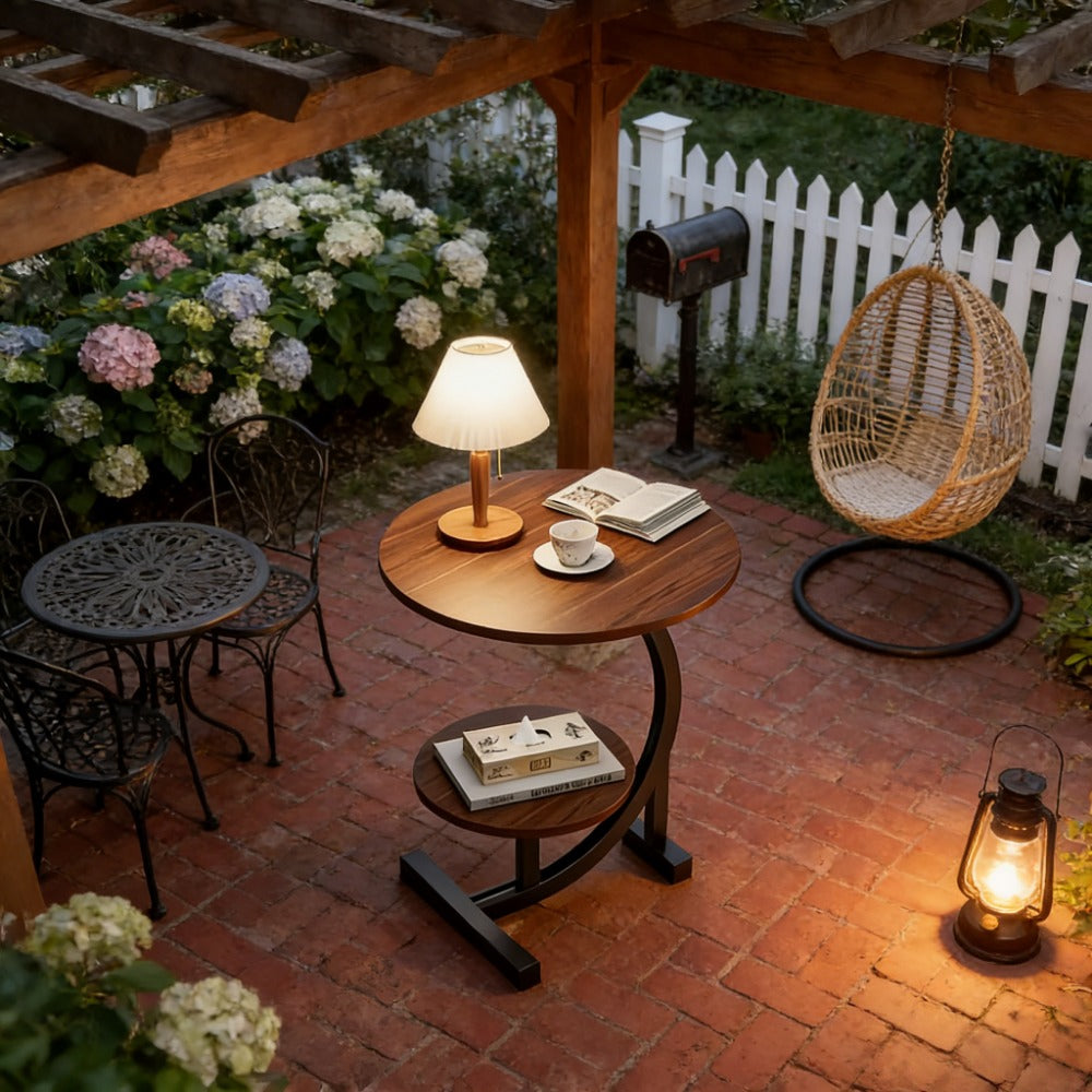 14-Inch Round Outdoor Side Table with Solid Wood Construction detail image - detail view 14