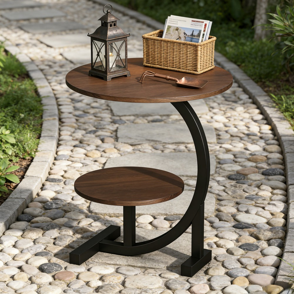 14-Inch Round Outdoor Side Table with Solid Wood Construction detail image - detail view 16