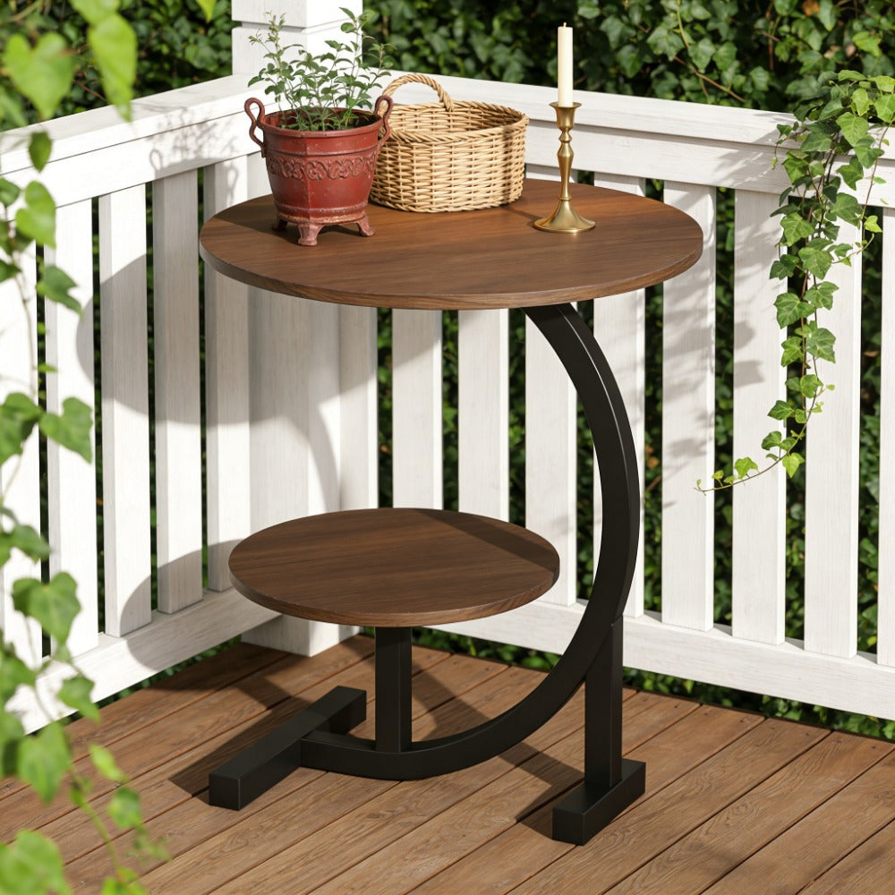 14-Inch Round Outdoor Side Table with Solid Wood Construction detail image
