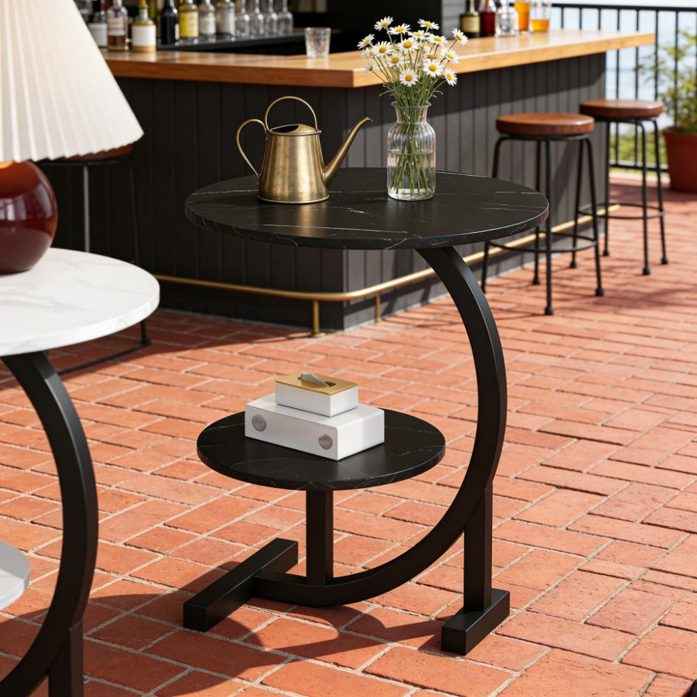 14-Inch Round Outdoor Side Table with Solid Wood Construction detail image - detail view 4