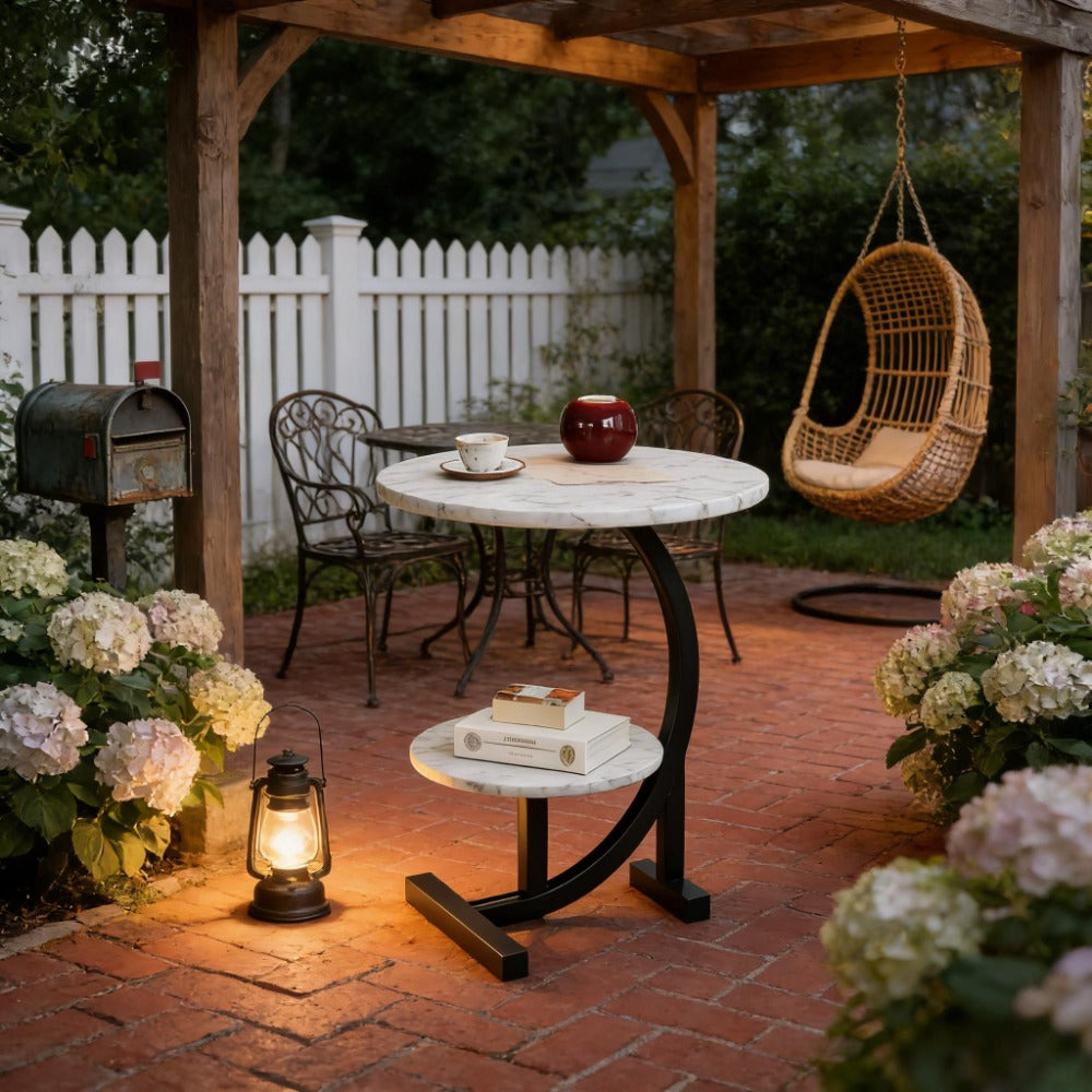 14-Inch Round Outdoor Side Table with Solid Wood Construction detail image - detail view 5