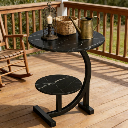 14-Inch Round Outdoor Side Table with Solid Wood Construction detail image - detail view 6