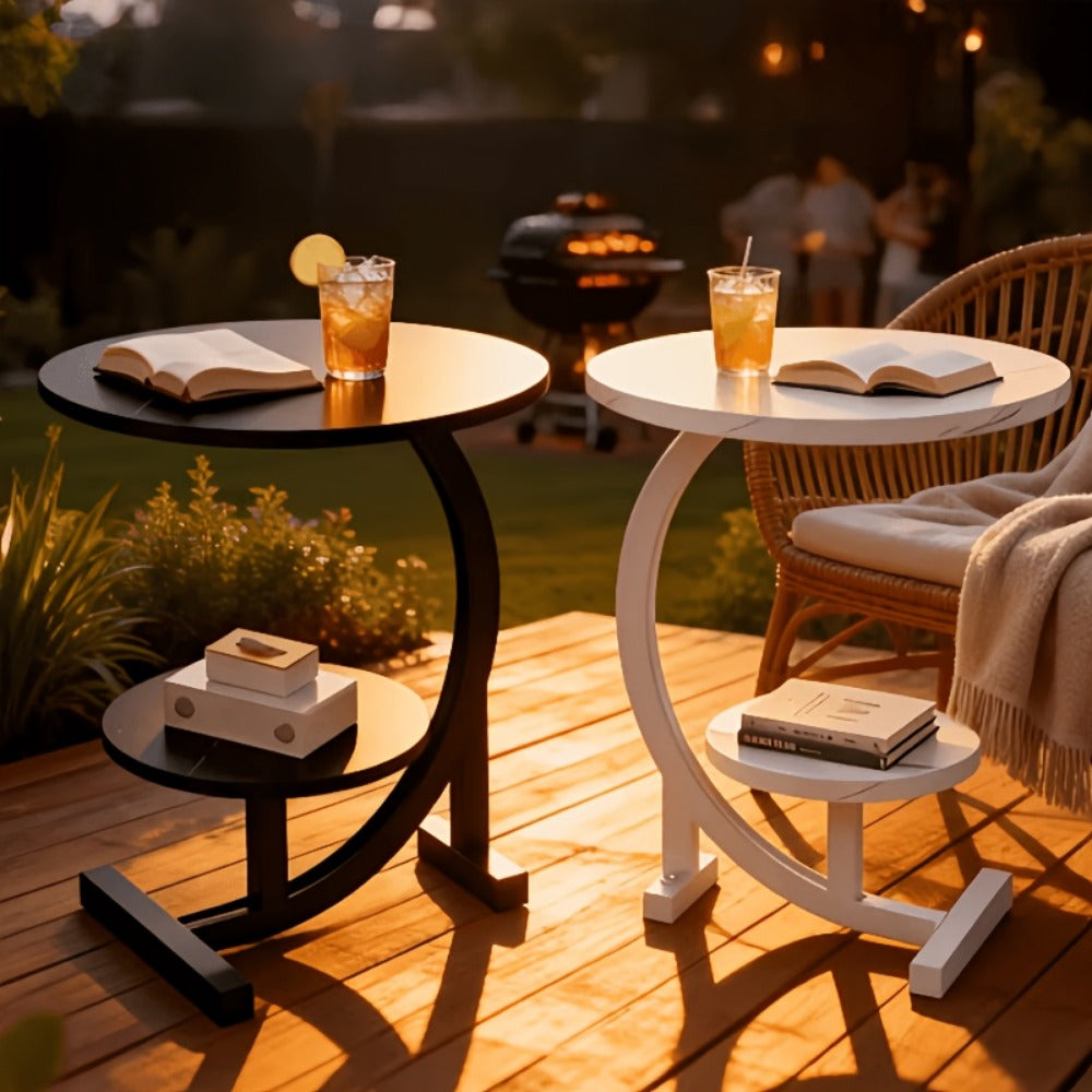 14-Inch Round Outdoor Side Table with Solid Wood Construction detail image - detail view 7