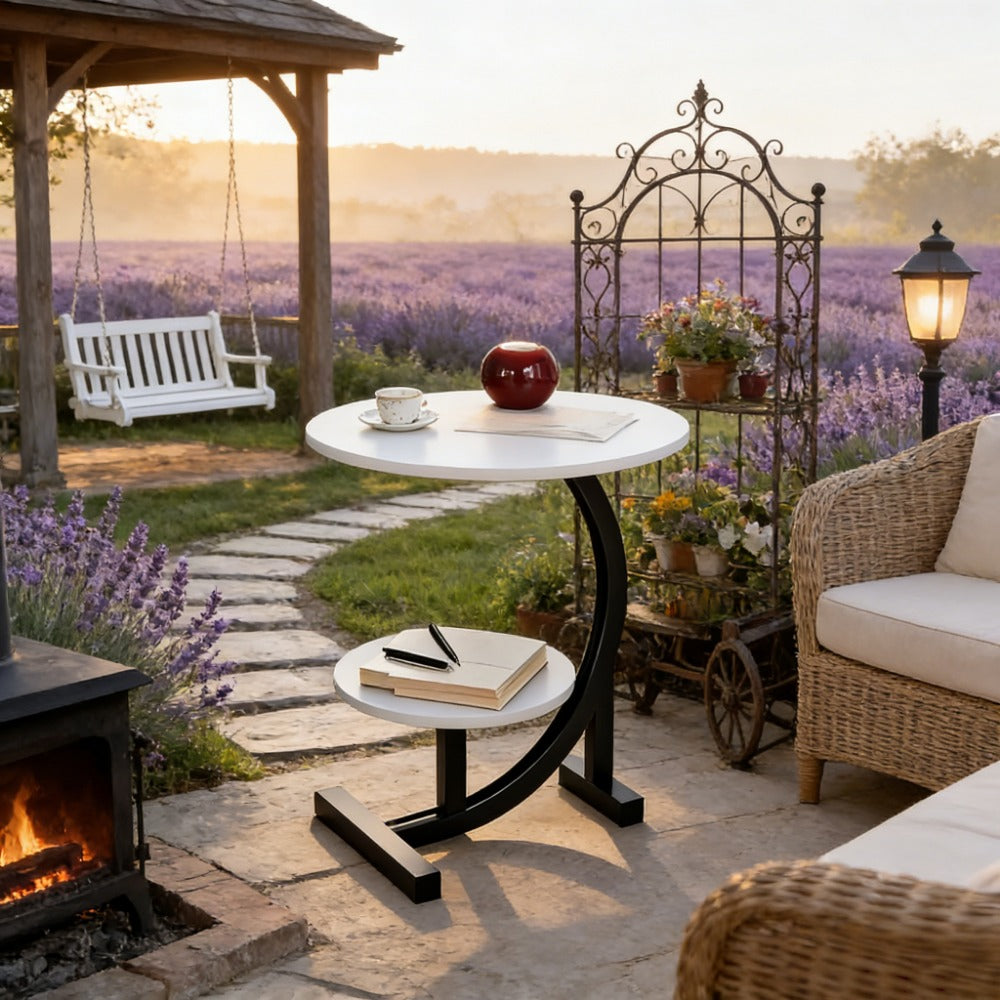 14-Inch Round Outdoor Side Table with Solid Wood Construction detail image - detail view 8