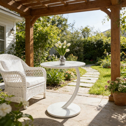 14-Inch Round Outdoor Side Table with Solid Wood Construction detail image - detail view 9