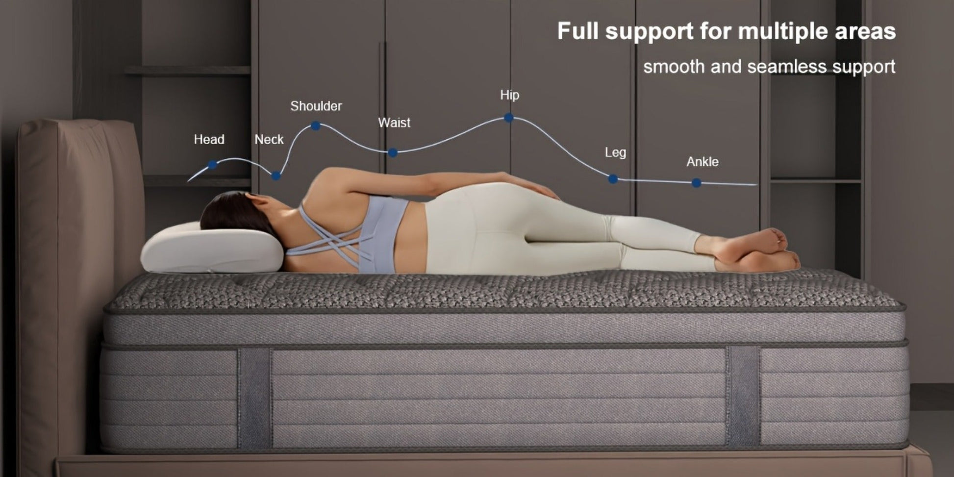 14-Inch Twin Mattress with Pocket Springs, Medium-Firm Bed Mattress for Bedroom detail image - detail view 14