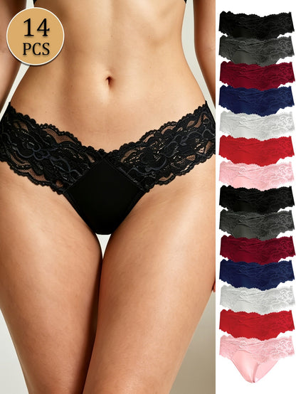 14-Pack Women's Thong Underwear - Adjustable Low-Rise Comfort