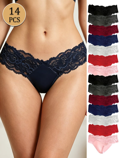 14-Pack Women's Thong Underwear - Adjustable Low-Rise Comfort