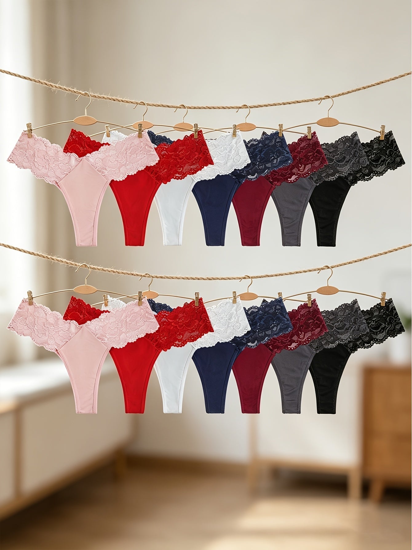14-Pack Women's Thong Underwear - Adjustable Low-Rise Comfort