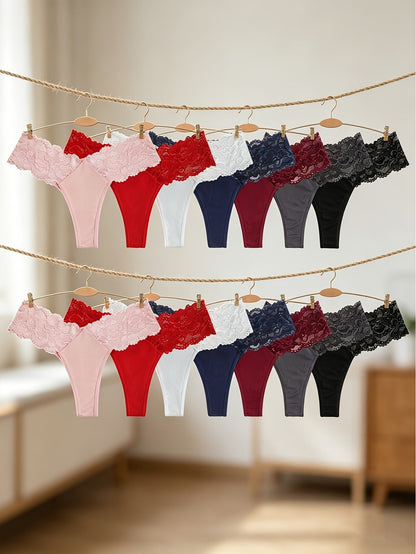 14-Pack Women's Thong Underwear - Adjustable Low-Rise Comfort