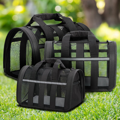 Foldable Pet Carrier Bag Breathable Mesh – Portable Soft Sided Tote for Cats & Small Dogs, Collapsible Travel Handbag, S/M/L, 7 Colors – Ideal for Vet Visits & Outdoor Trips
