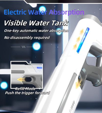 Electric Water Gun with Auto-Fill, LED Lights & 40-Foot Range – USB Rechargeable Large Capacity Soaker Blaster for Kids & Adults, Pool Beach Backyard Outdoor Summer Toy, Gift Box