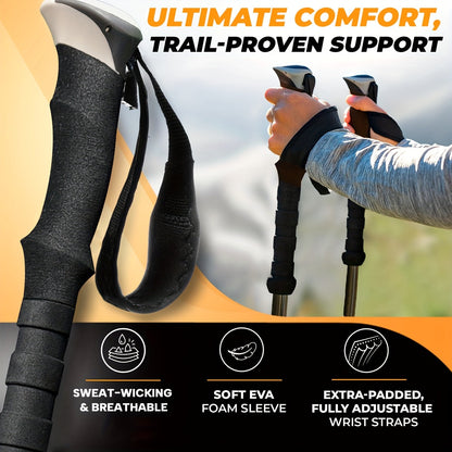 Lightweight Aluminum Trekking Poles 2pcs Telescopic Hiking Sticks Ultra Light Alloy Adjustable Walking Poles for Men Women Outdoor Hiking Camping Backpacking Trail Black Silver Green